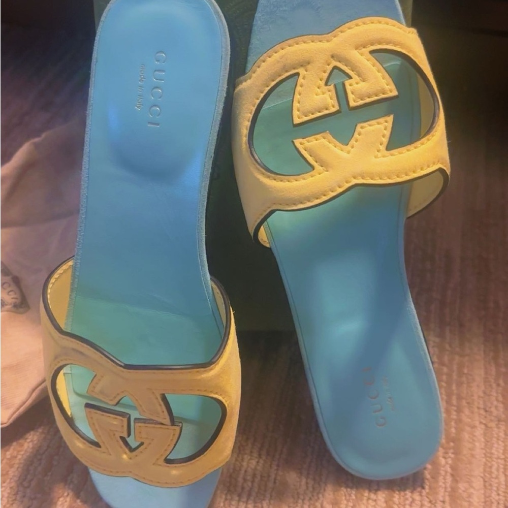 Gucci Yellow Sandals Sleek Slide Design